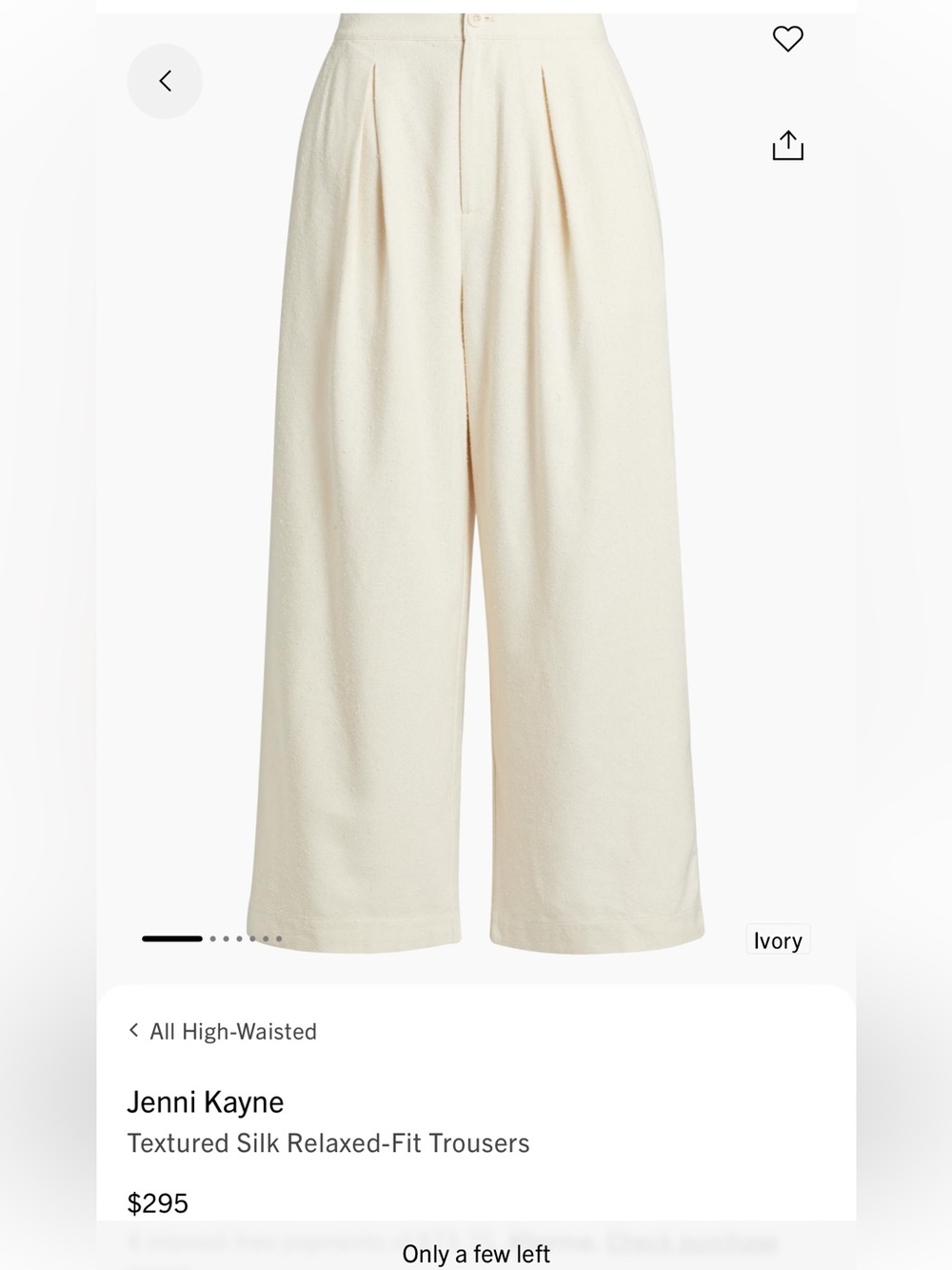 Jenni Kayne Ivory Relaxed-Fit Textured Silk Trousers